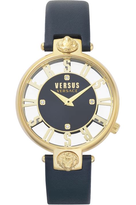 versus versace kirstenhof blue leather gold case watch ebay|Versus Versace VSP490118 Women's Kirstenhof Wristwatch .